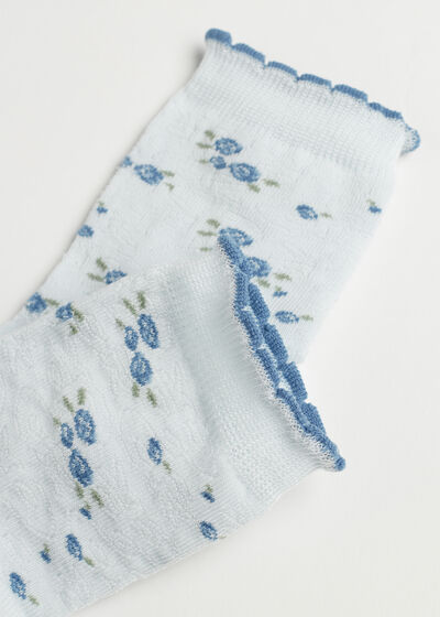 Dievčenské krátke ponožky s obrázkom kvetov Eco