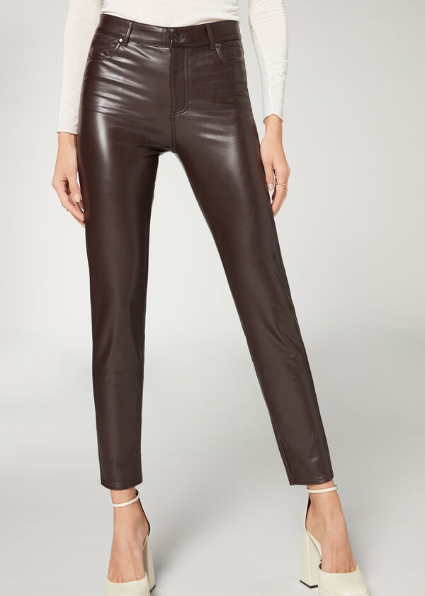 Thermal Leather-Look Leggings