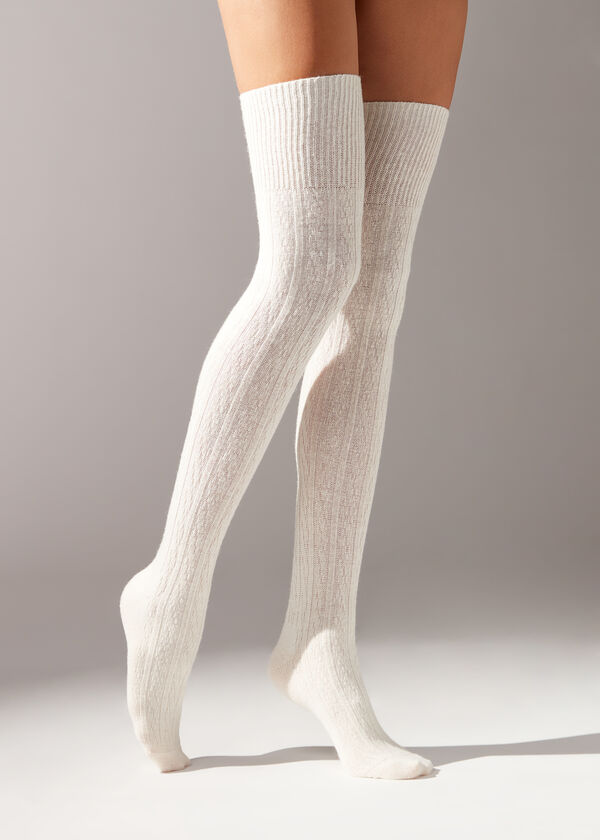 Braided Cashmere Over-the-Knee Socks