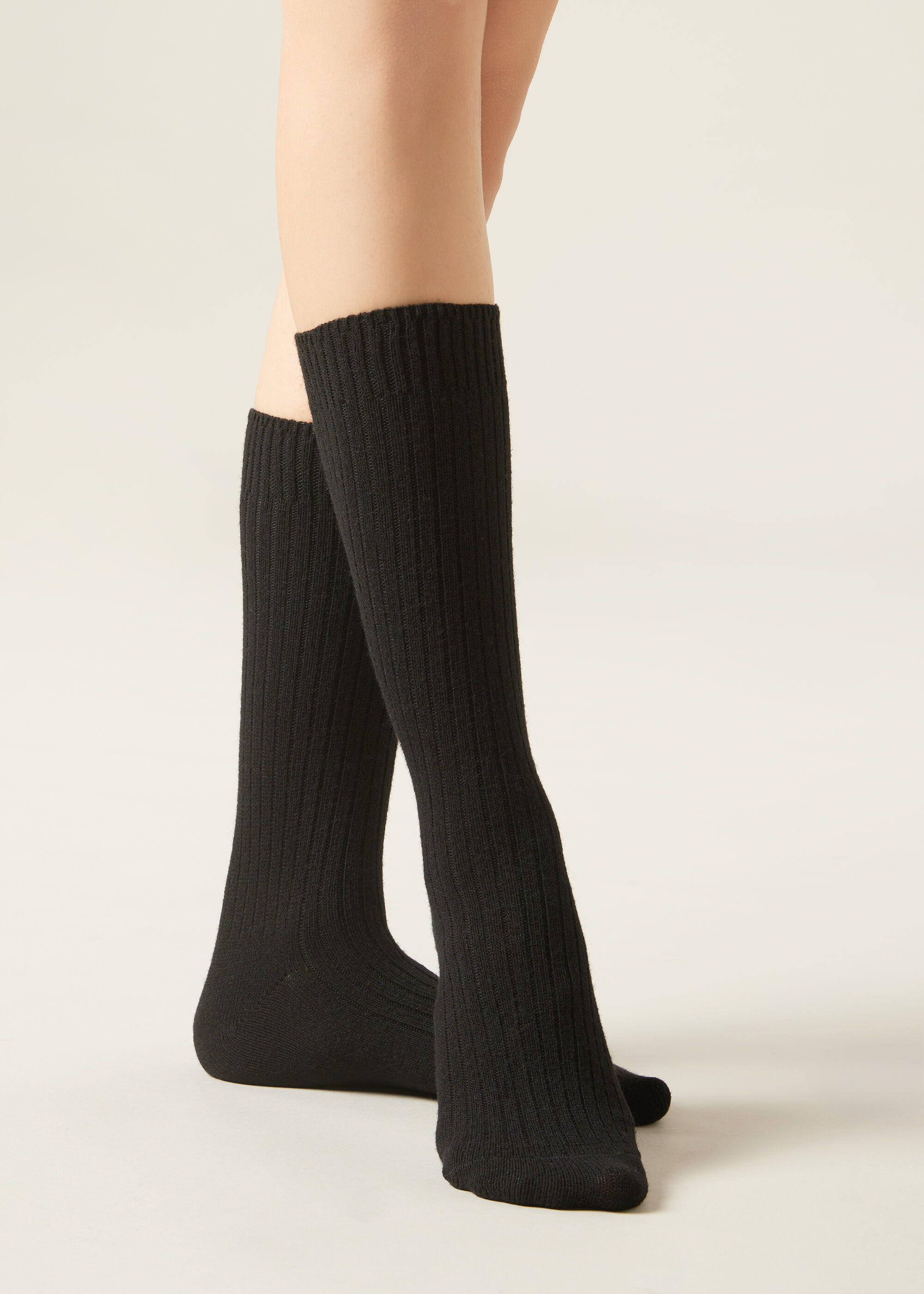 Short Ribbed Socks with Wool and Cashmere