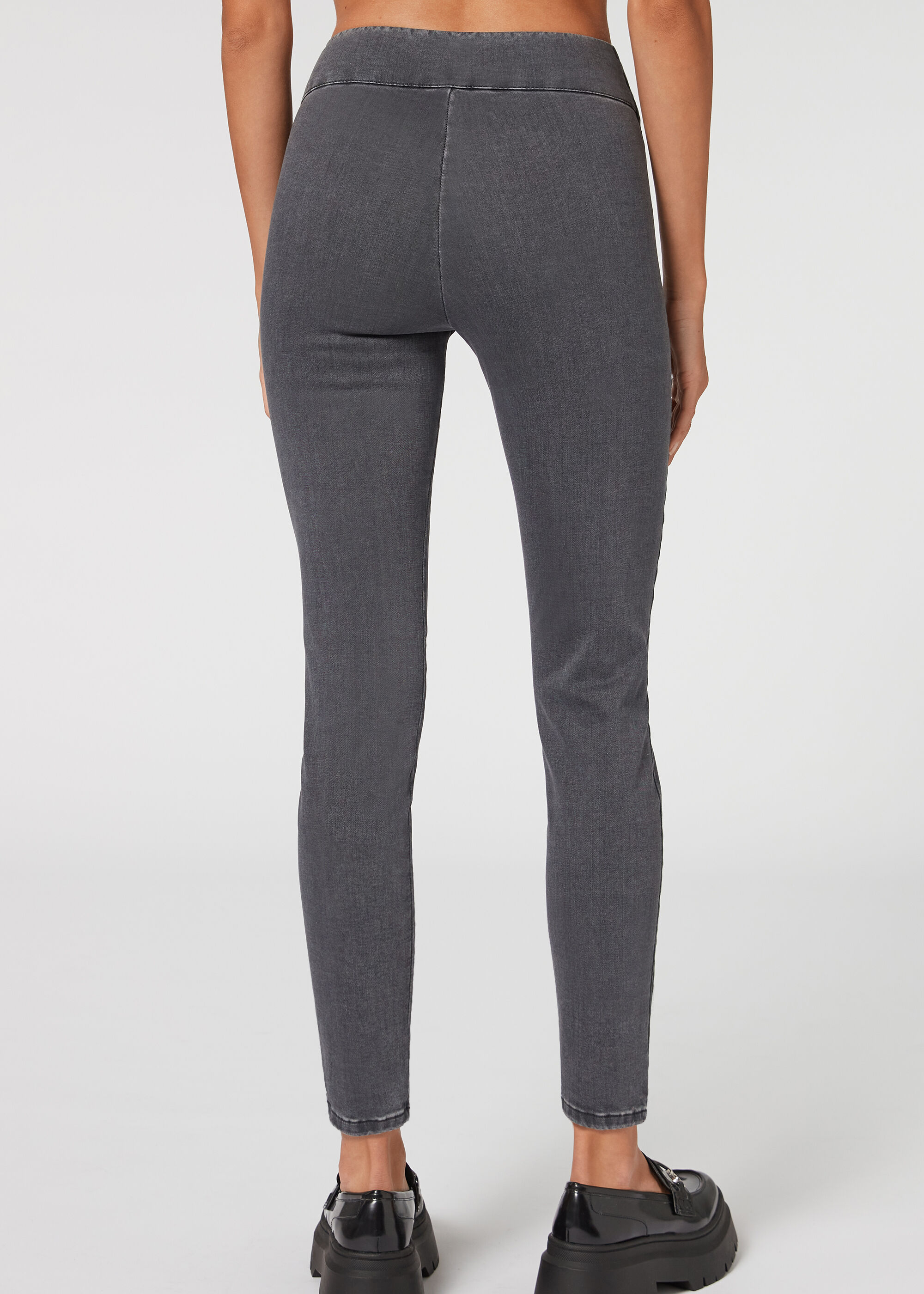 High-Waist Skinny Denim Leggings