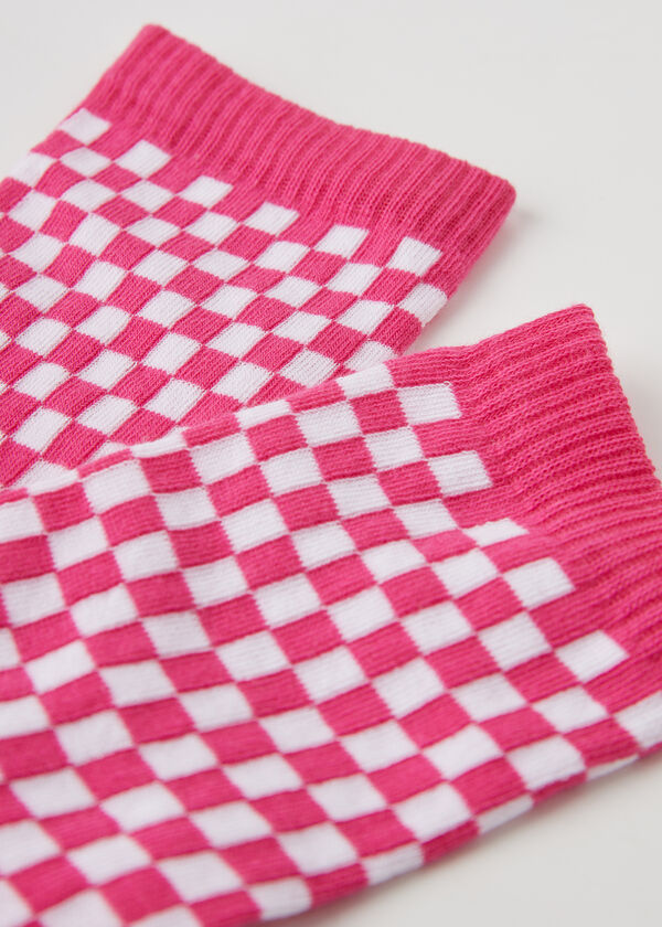 Krátke ponožky so štvorčekovým vzorom
