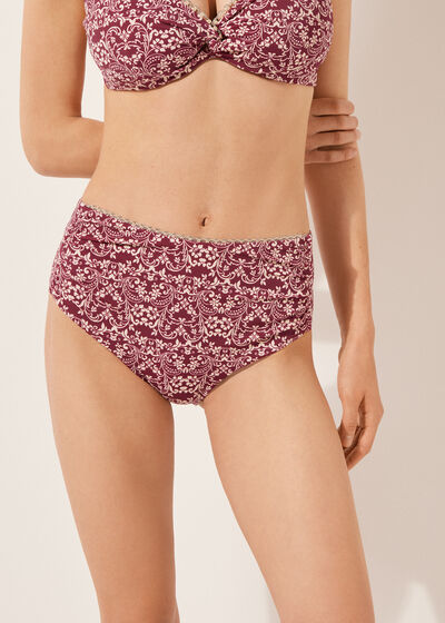 Slimming High-Waisted Bikini Bottoms Botanic Bordeaux