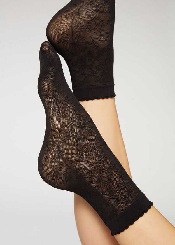 Floral Pattern Mesh Tights - Calzedonia