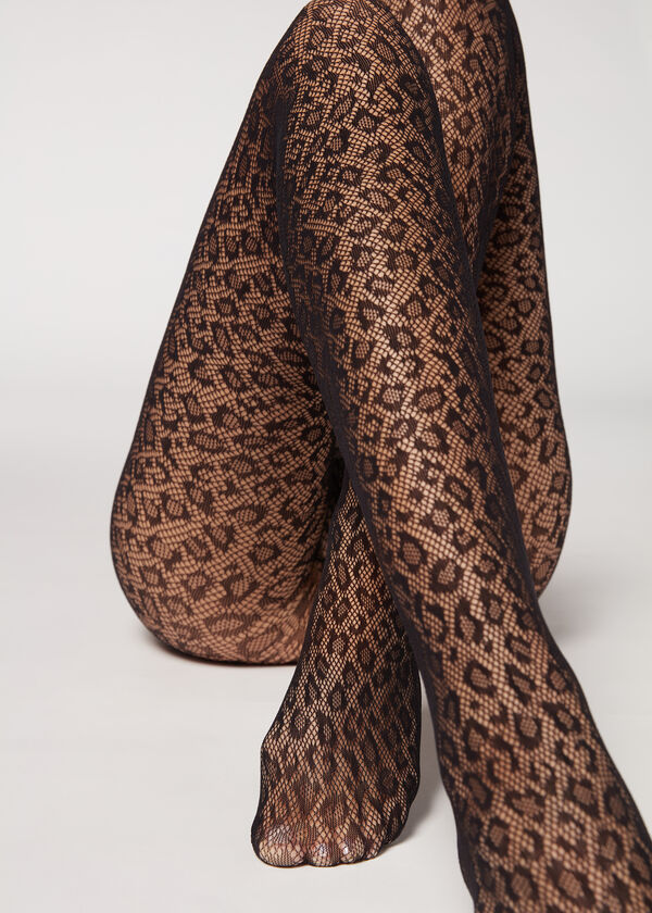 Animal Patterned Mesh Tights