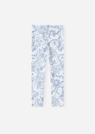 Leggings Estilo Jeans com Padrão Paisley para Menina
