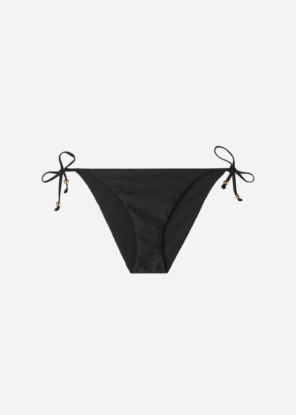 Zikzak Desenli Bağcıklı Slip Bikini Altı Casablanca
