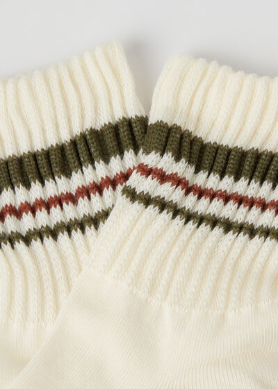 Stripe-Patterned Soft Short Socks