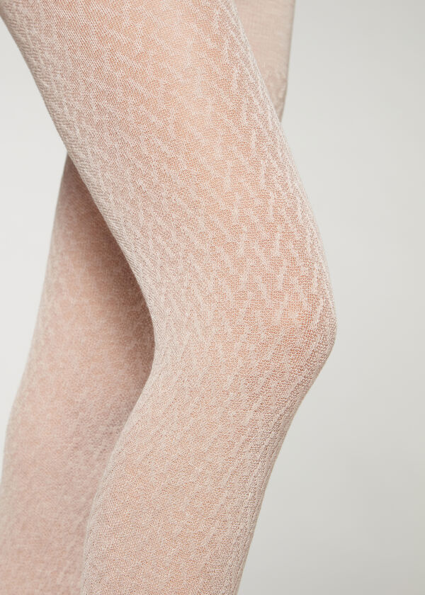 Wheat Ears-Patterned Cashmere Tights