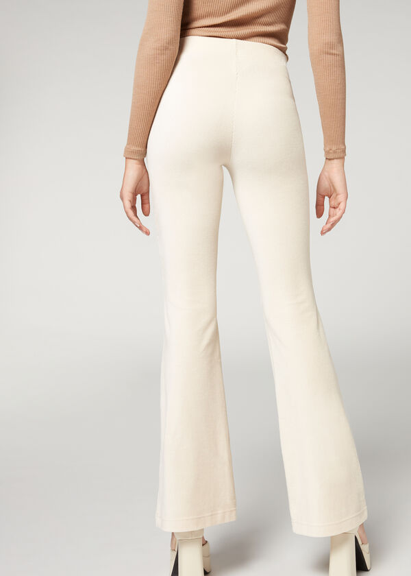 Leggings Flare van Fluwelen Fijne Lijntjes