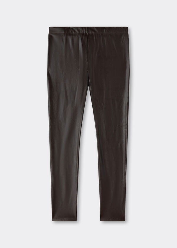 Girls&rsquo; Leather Effect Thermal Leggings