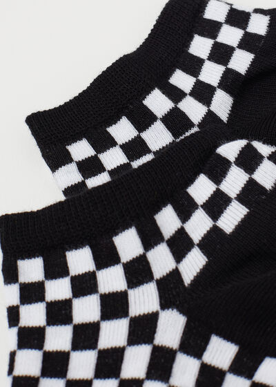 Check Print No-Show Socks