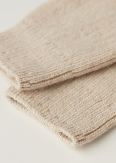 Short Ribbed Socks with Wool and Cashmere