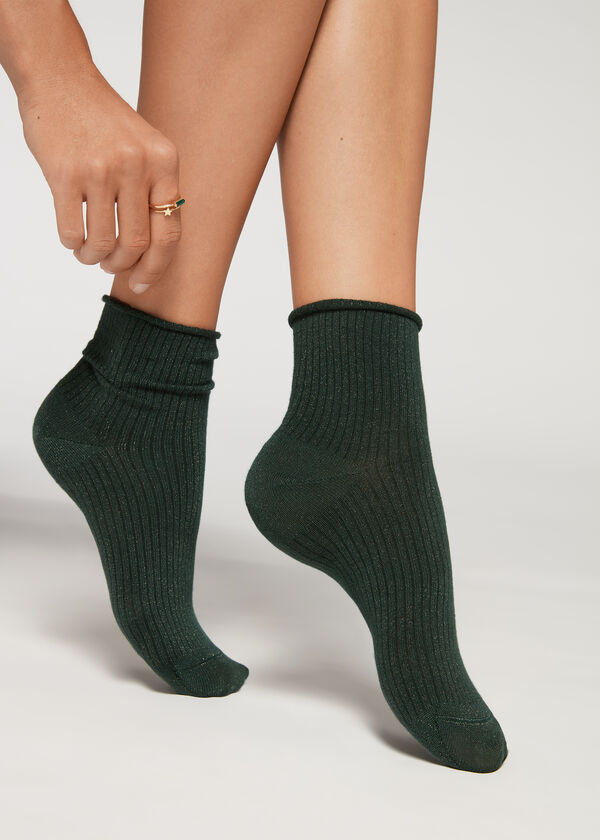 Glitter Seamless Ribbed Short Socks