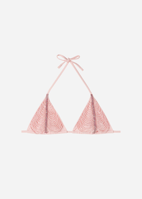 Csúsztatható háromszög bikini felső strasszkövekkel és gyöngyökkel Manila