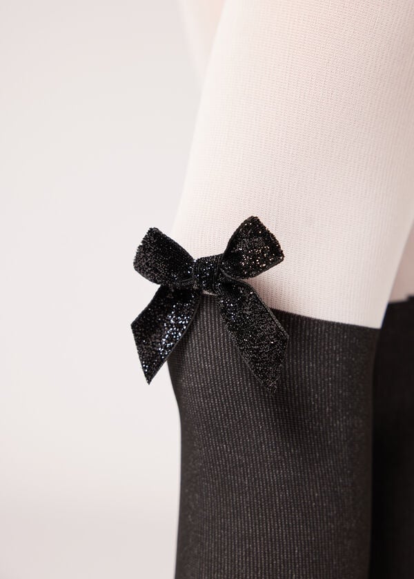 Girls’ Glitter and Bow Over-Knee Tights