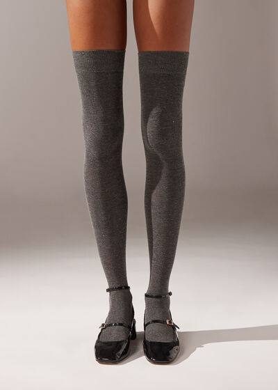 Glitter Cashmere Over-the-Knee Socks