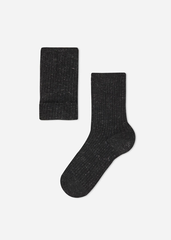Girls’ Cashmere and Glitter Short Socks