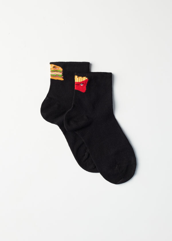 Krátké dětské ponožky s motivem fast foodu