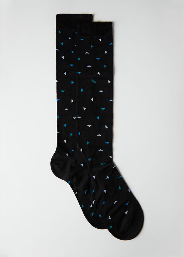 Calcetines Largos Estampado Triángulos de Hombre