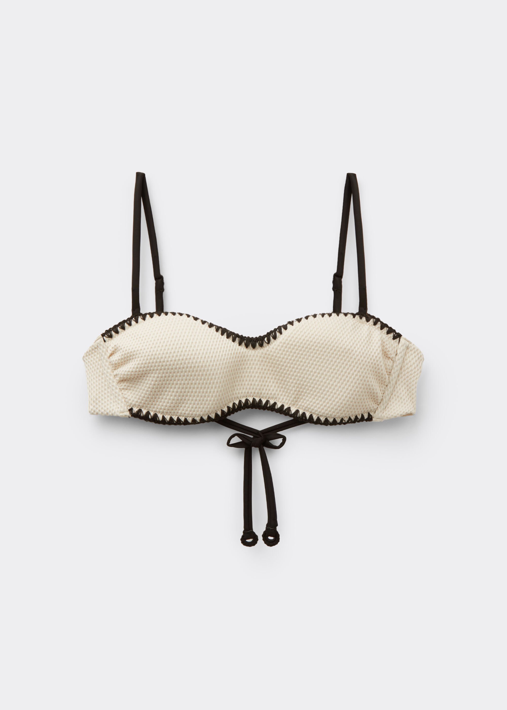 Bandeau Swimsuit Top Bicolor Embroidery