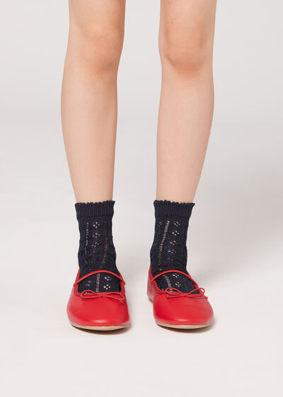 Κοντές Κάλτσες με Διάτρητο Μοτίβο για Κορίτσια