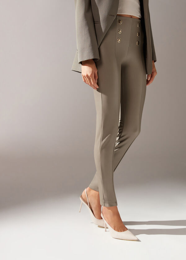 Coated Skinny Sailor Leggings with Buttons - Calzedonia