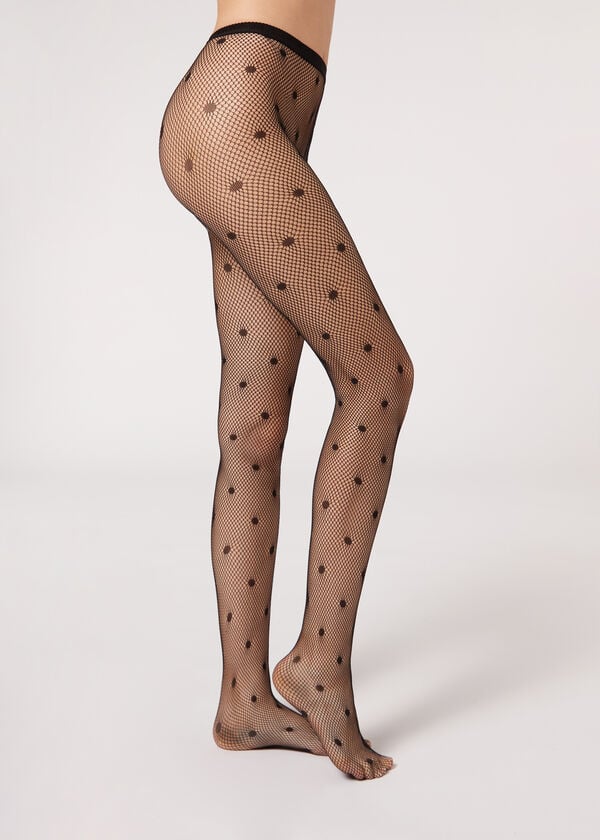 All Over Dotted Mesh Tights