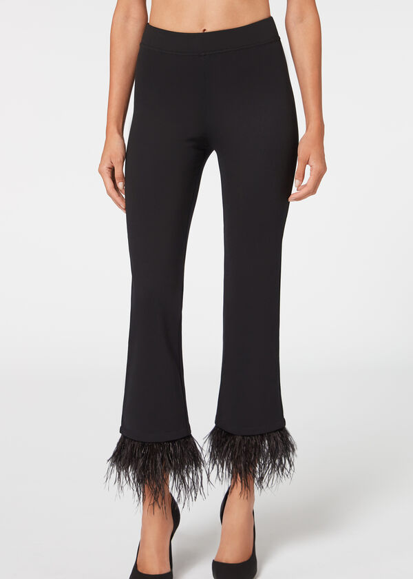 Flared Cropped Leggings with Feathers - Calzedonia