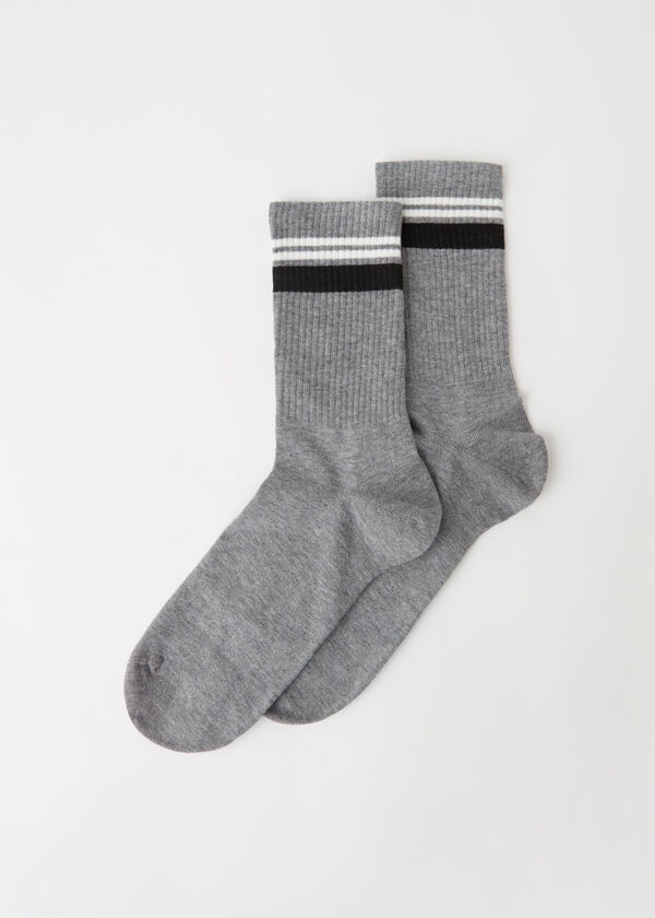 Men’s Stripe Motif Crew Socks