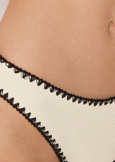 Swimsuit Bottom Bicolor Embroidery