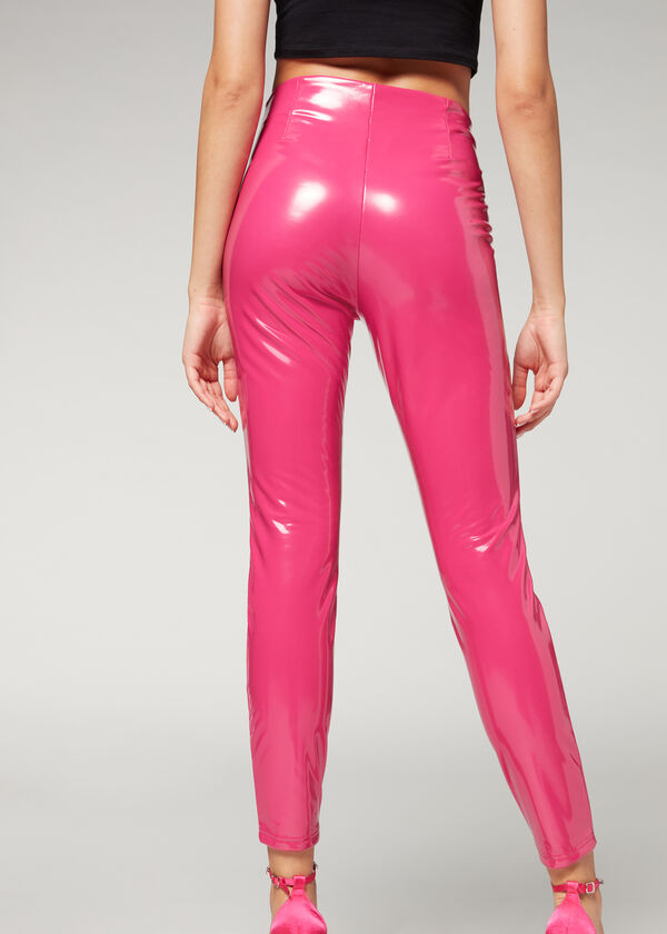 Leggings Skinny Efeito Vinil em Tecido Térmico