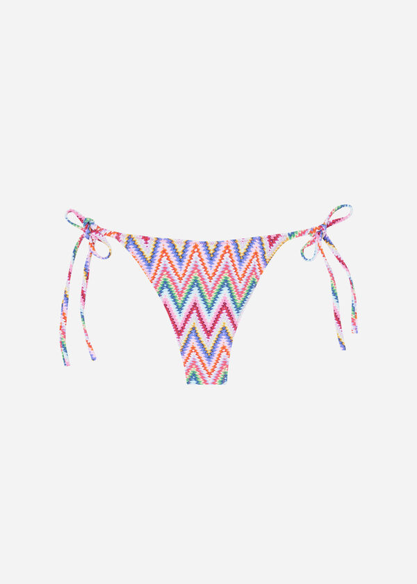 Panti de bikini brasileño con cordones Multicolor Chevron