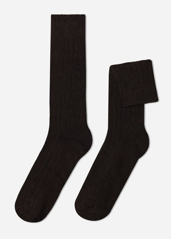 Men’s Ribbed Crew Socks with Wool and Cashmere