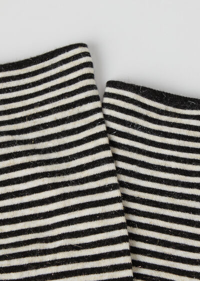 Glitter Striped Long Socks with Cashmere