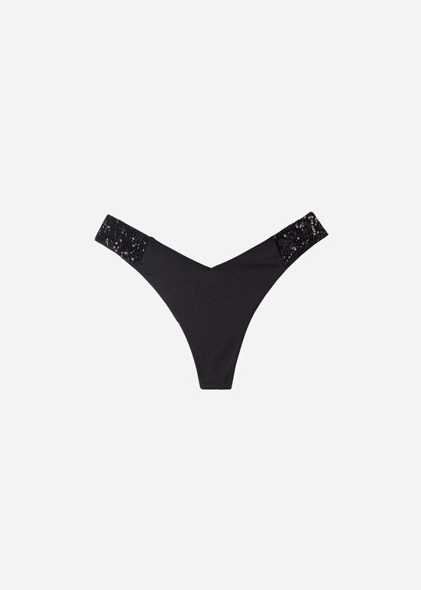 Brazilian-Bikinihose mit hohem Beinausschnitt und Pailletten Cannes