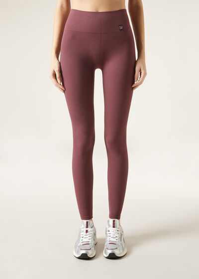 Leggings Desporto Caneladas Sem Costuras