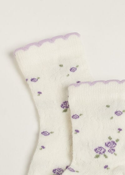 Krátké květované kojenecké ponožky Eko