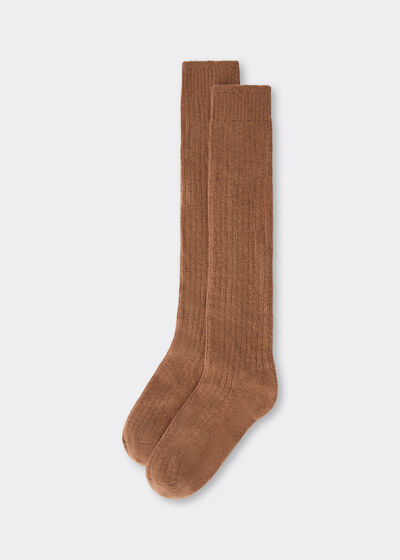 Long Ribbed Socks with Wool and Cashmere