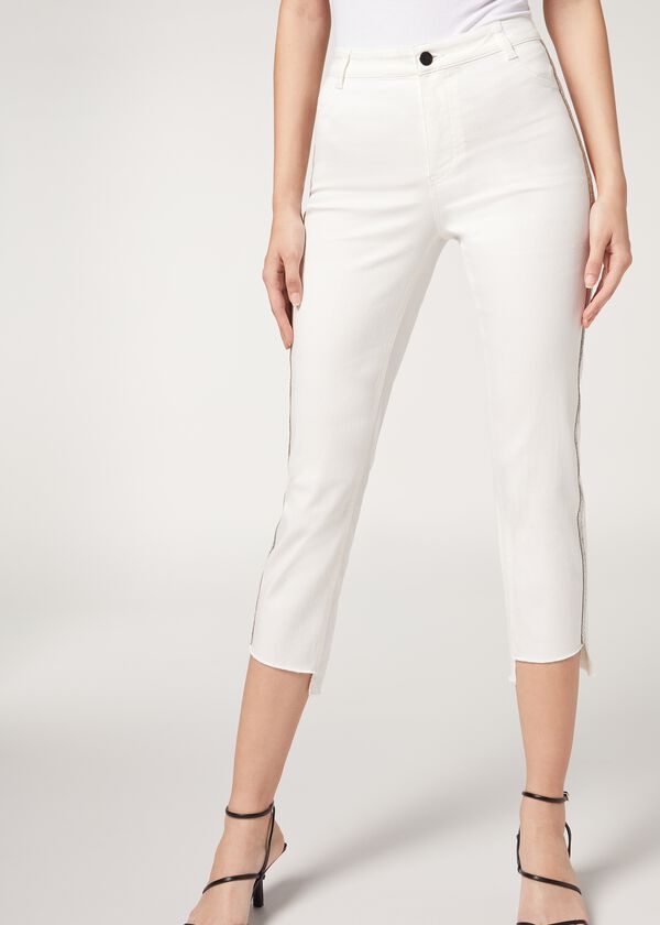 Light Jeans with Gemstone Detail