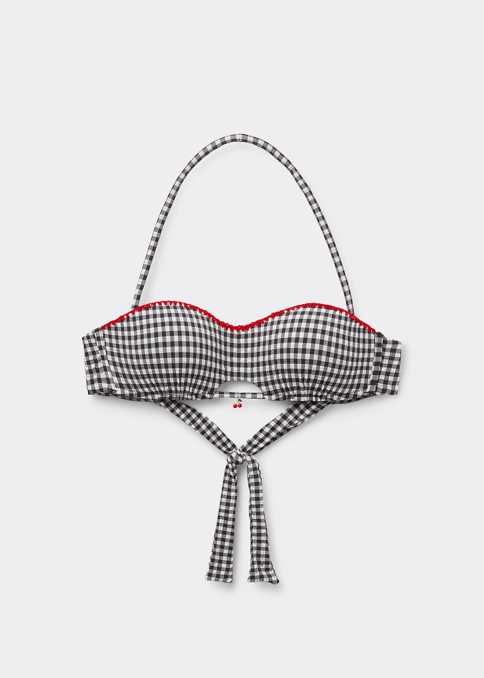 Bandeau vadderad bikinitopp Cherry Vichy
