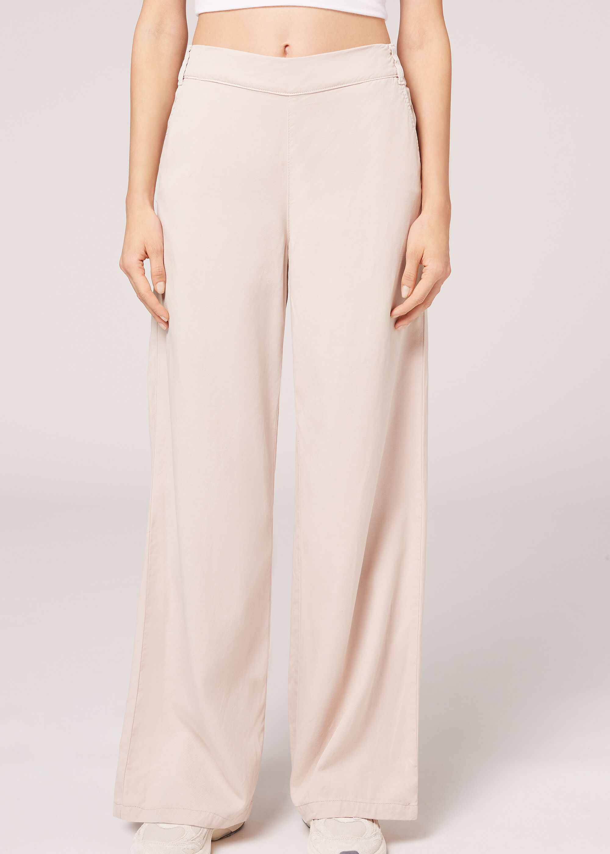 Linen Palazzo Leggings with Pockets