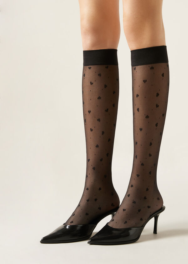 Heart and Polka Dot Knee-High Socks