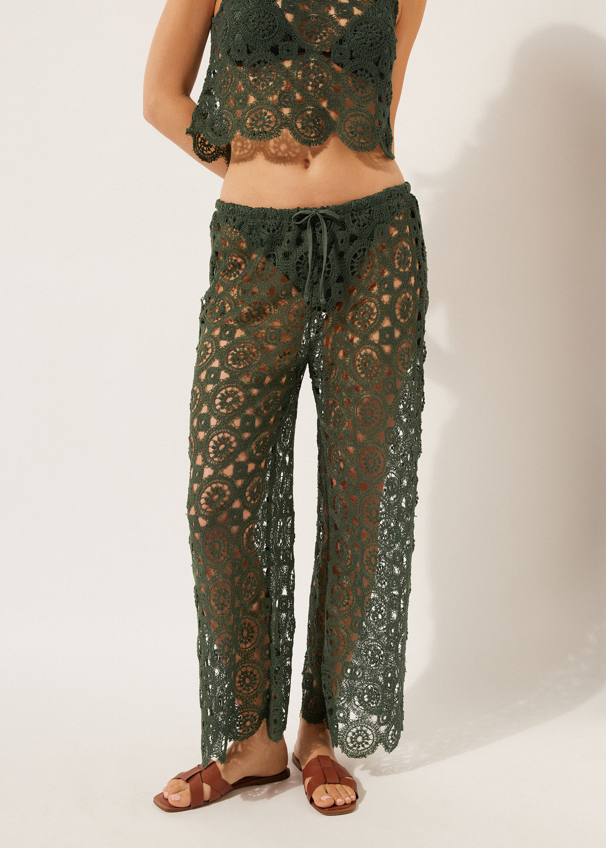 Geometric Crochet Palazzo Trousers