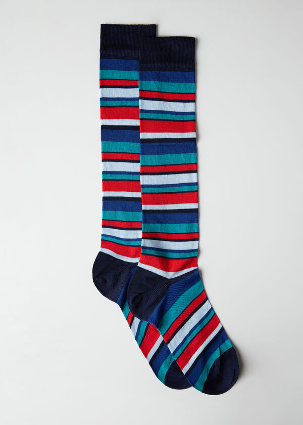Calcetines Largos de Rayas de Colores de Hombre