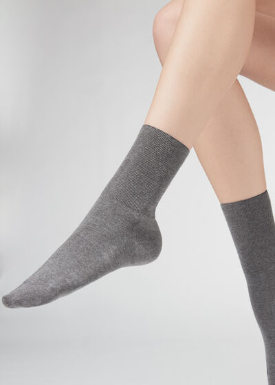 Krátké Bavlněné Ponožky s Příměsí Kašmíru