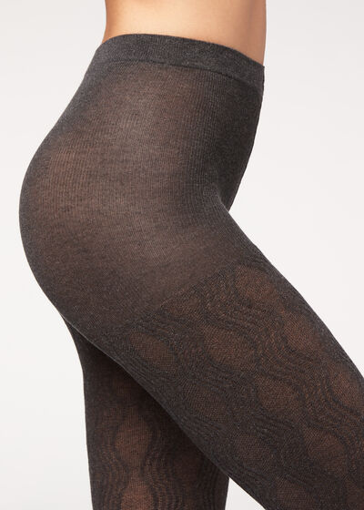 Wave Pattern Cashmere Tights