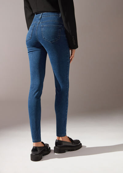 Skinny Push-up-Jeans aus Soft-Touch-Gewebe mit hohem Bund