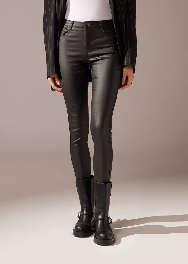 Off Limits Grey Faux Leather Faux Leather Leggings