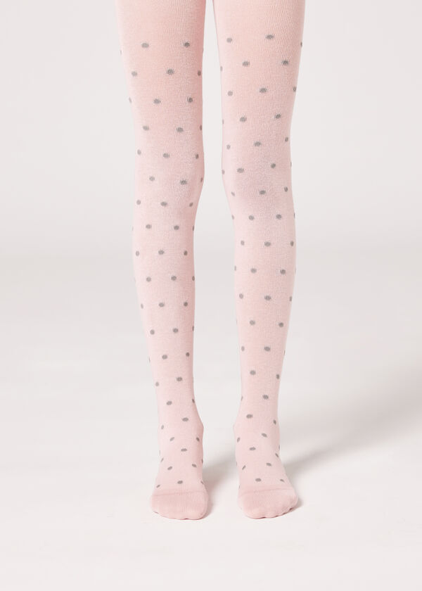 Dievčenské bodkované bavlnené pančuchové nohavice